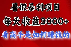 暑假暴利项目，每天收益3000+ 努努力能达到5000+，暑假大流量来了