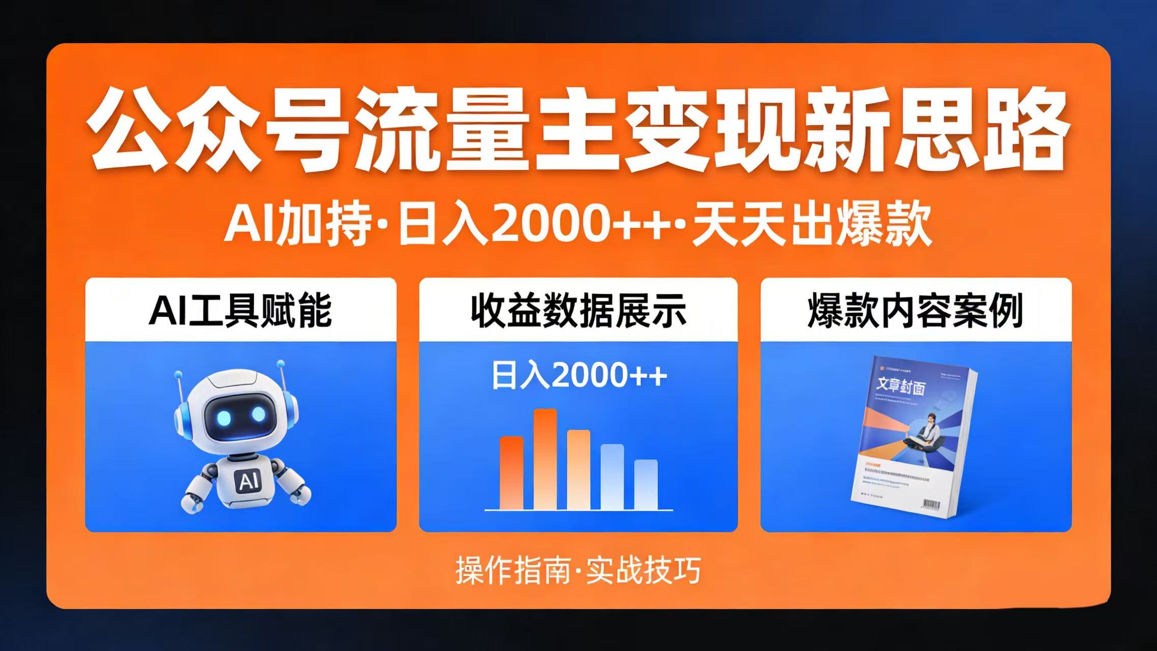 公众号流量主变现新思路：AI 加持，日入 2000++ 天天出爆款