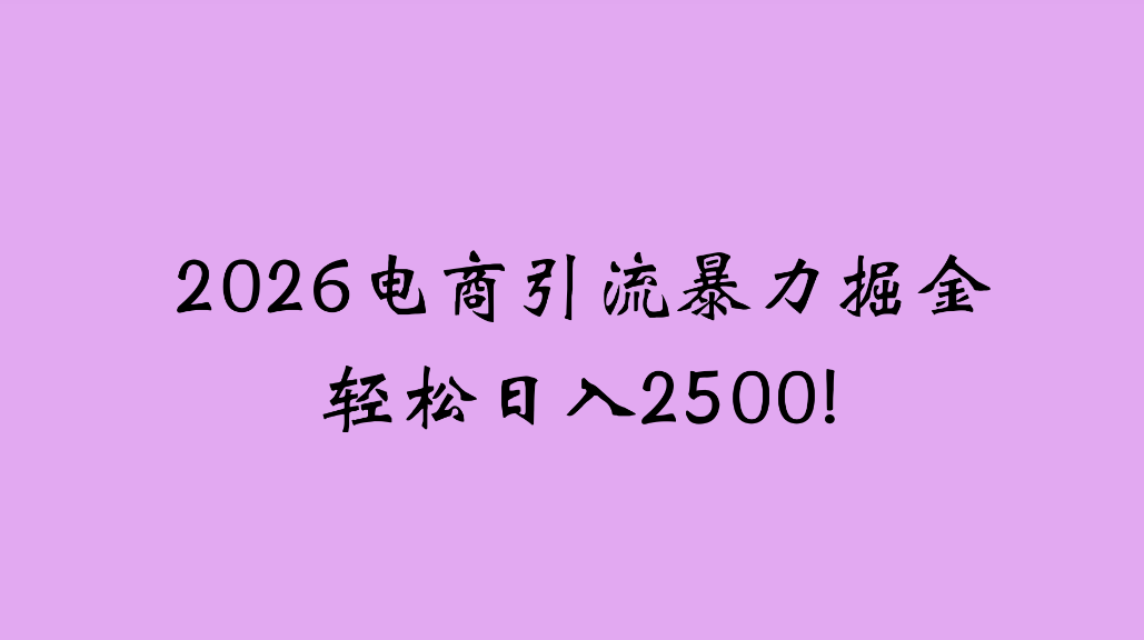 2026电商引流新玩法,日引200,日可入2500+